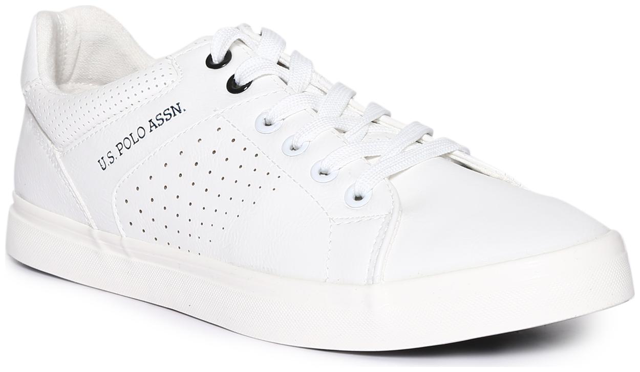 

U S Polo Assn Round Toe Panelled Sneakers Men White Sneakers