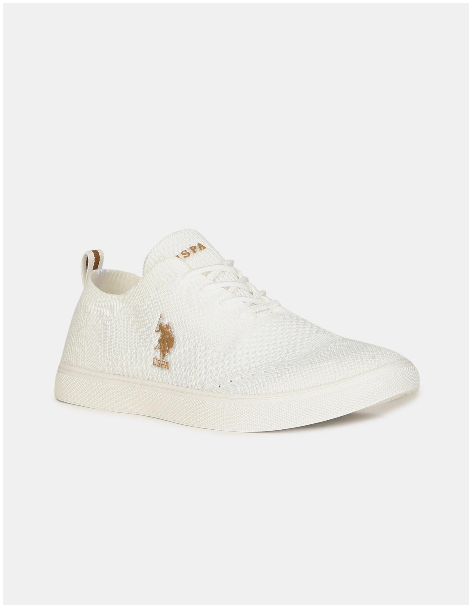 

U S Polo Assn White Knit Lace Up Sneakers Men White Sneakers