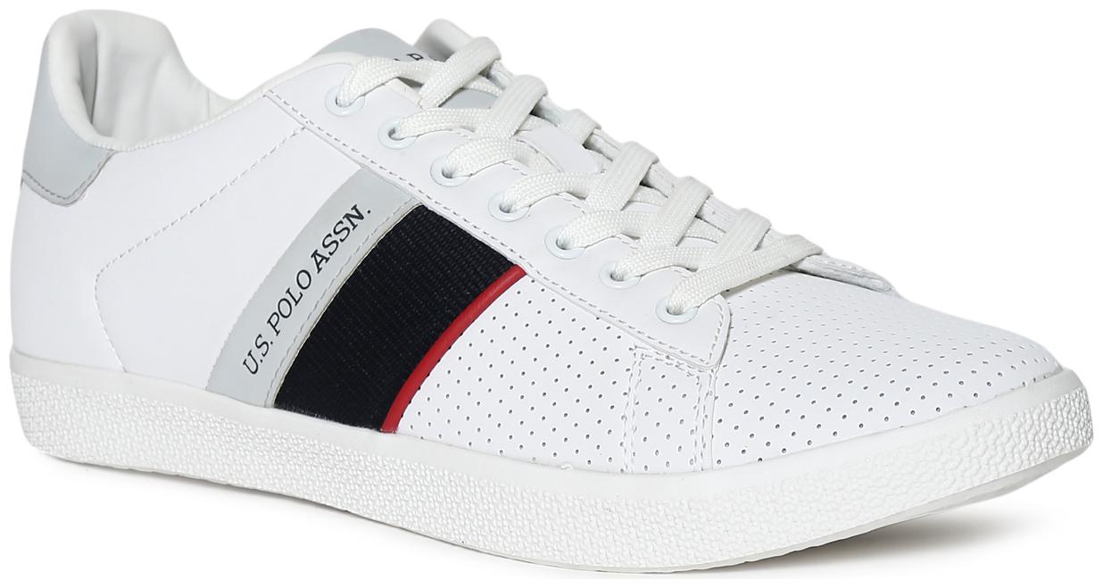 

U S Polo Assn White Round Toe Perforated Sneakers Men White Sneakers