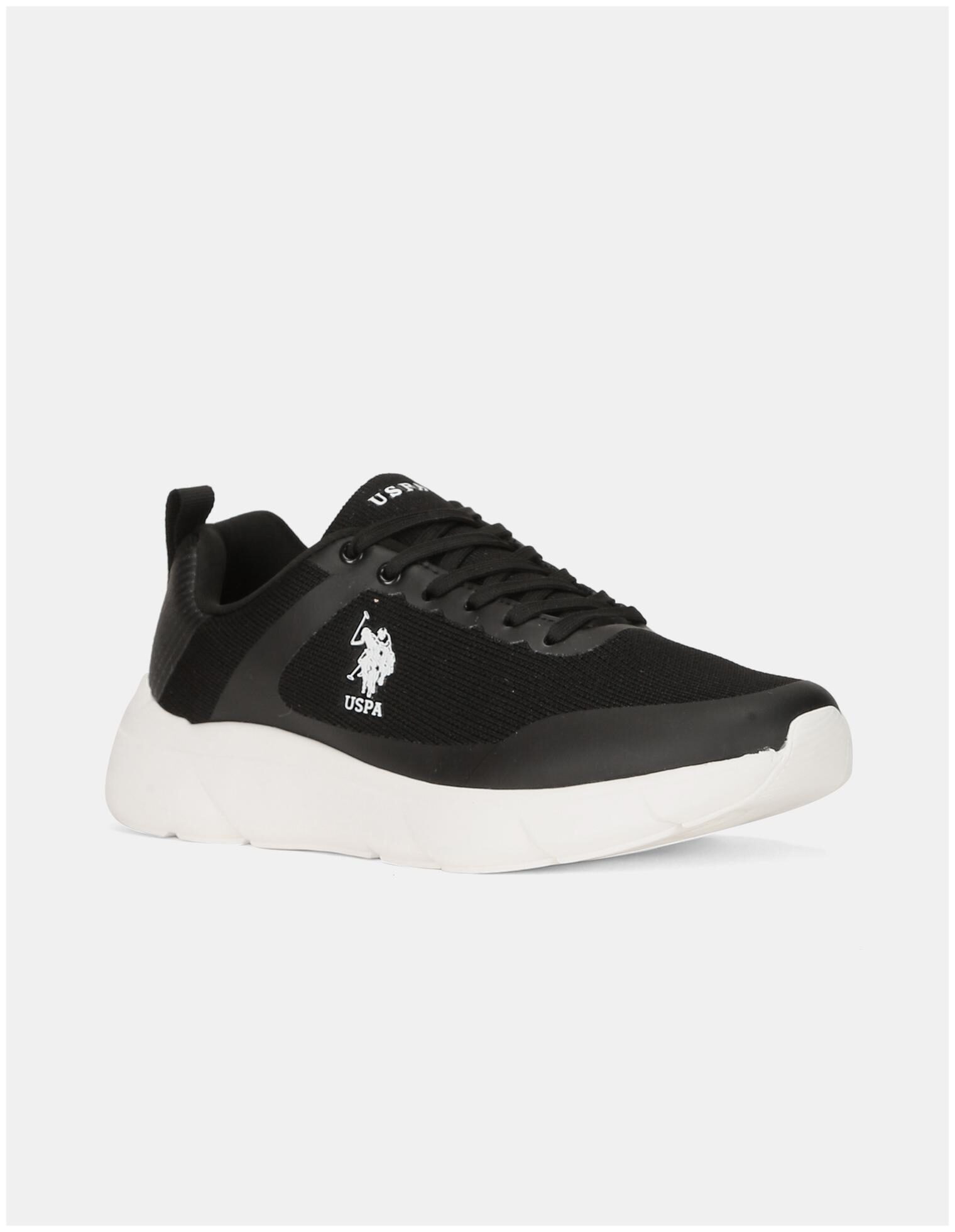 

U S Polo Assn Black Knit Upper Contrast Sole Sneakers Men Black Slip-On Sneakers - 2532010005