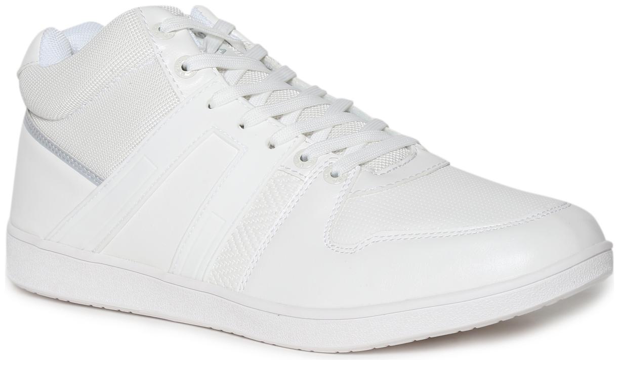 

U S Polo Assn White Knit Panel Mid Top Sneakers Men White Slip-On Sneakers - 2531939512