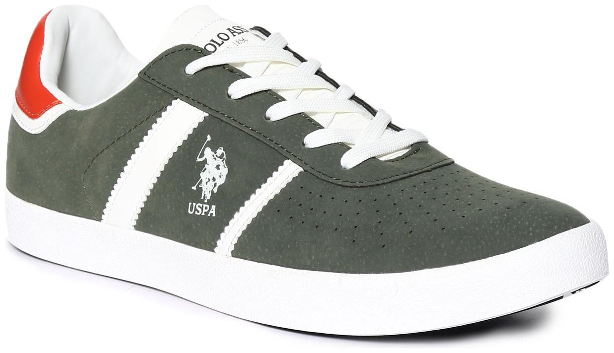 

U S Polo Assn Green Perforated Mid Top Sneakers Men Green Sneakers