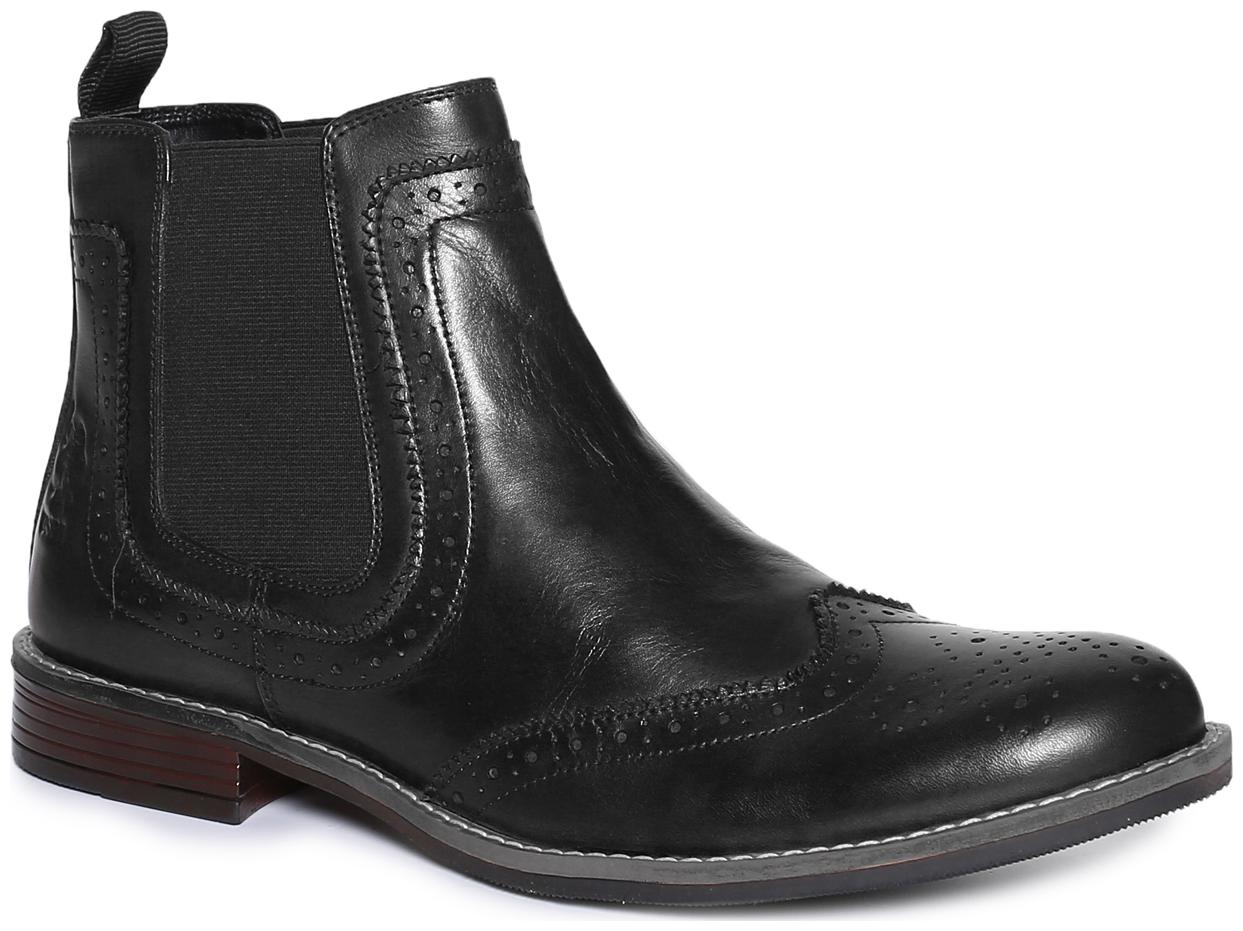 

U S Polo Assn Men Black Ankle Boots - BROGUE LEATHER BOOTS - 2531911905