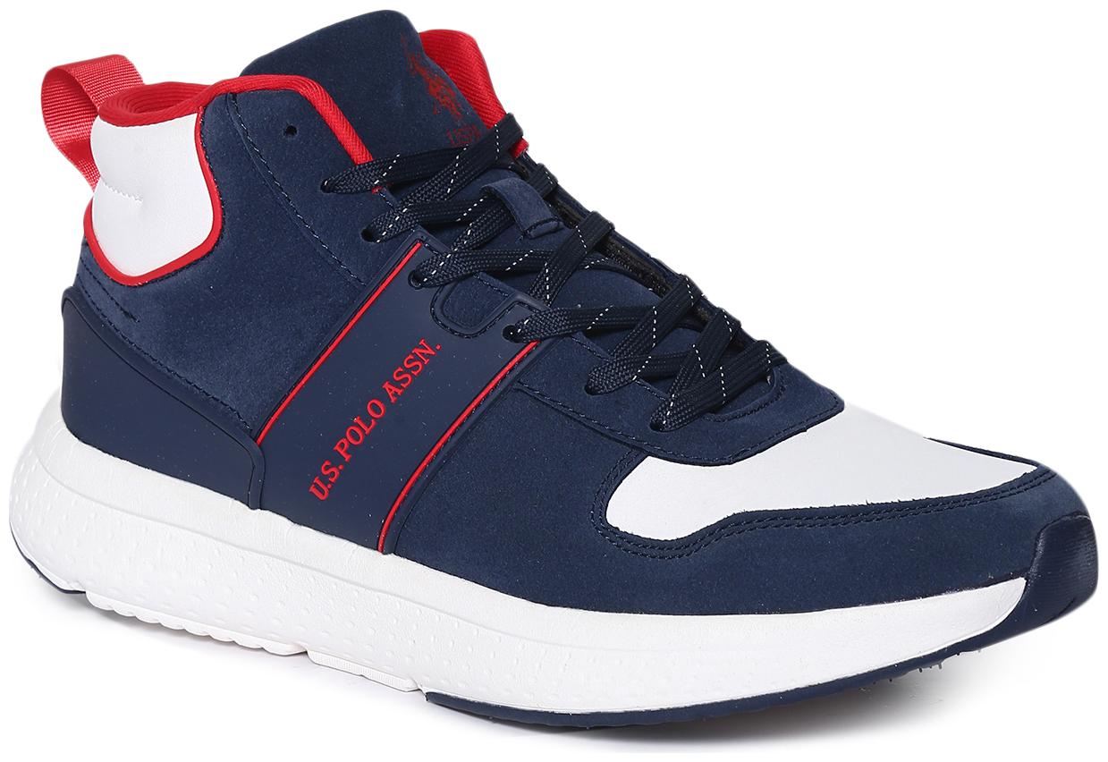 

U S Polo Assn Blue High Top Panelled Sneakers Men Blue Sneakers