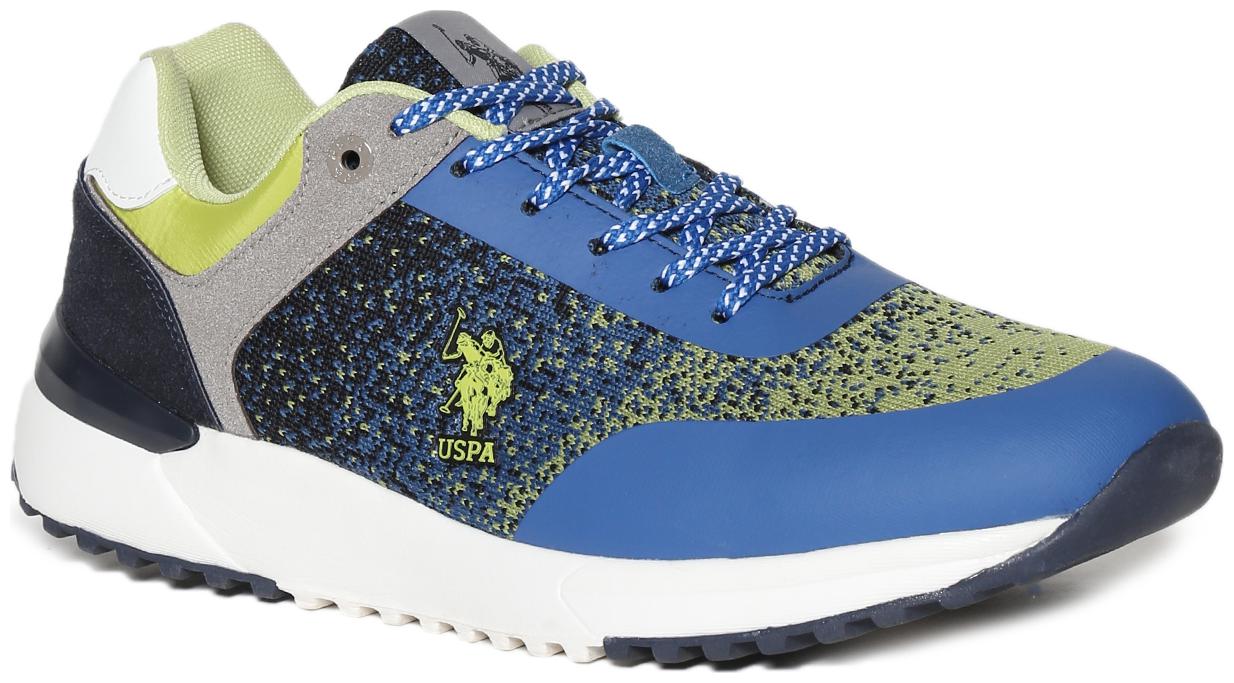 

U S Polo Assn Blue Mid Top Knit Sneakers Men Blue Sneakers