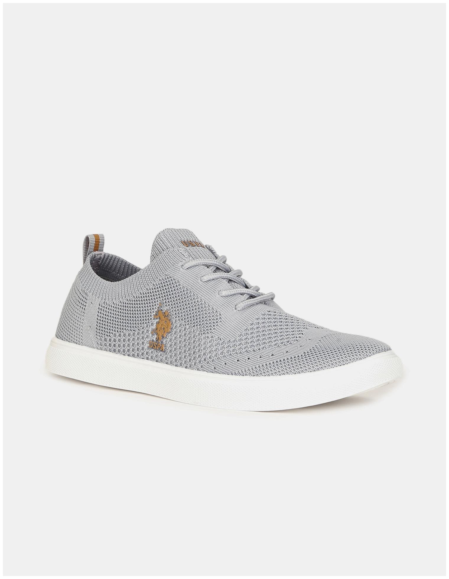 

U S Polo Assn Grey Knit Lace Up Sneakers Men Grey Slip-On Sneakers - 2532000607