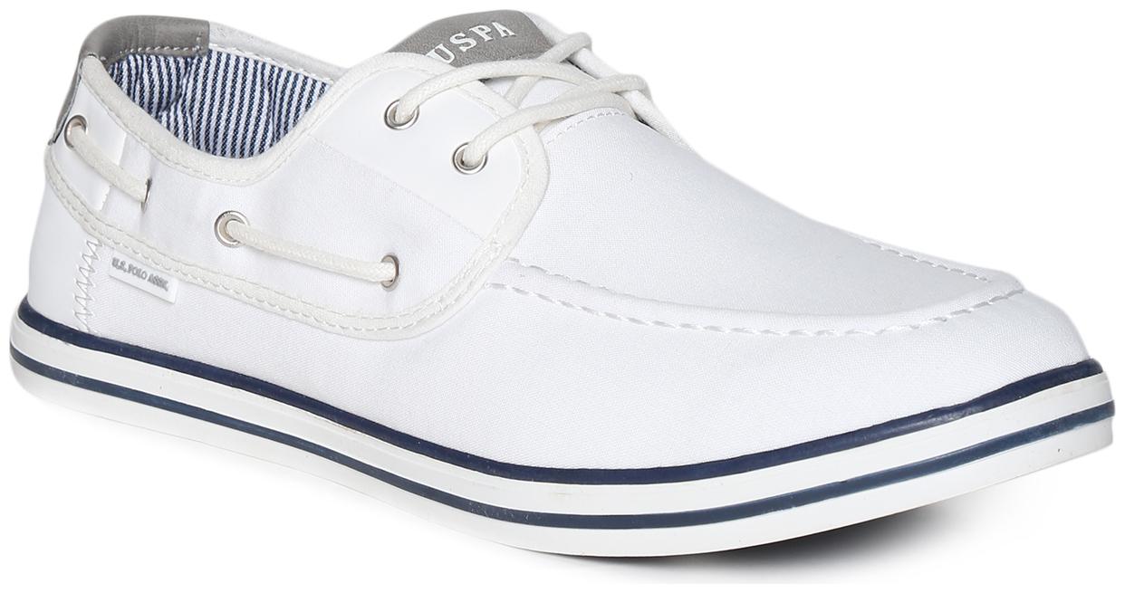 

U S Polo Assn White Round Toe Canvas Boat Shoes