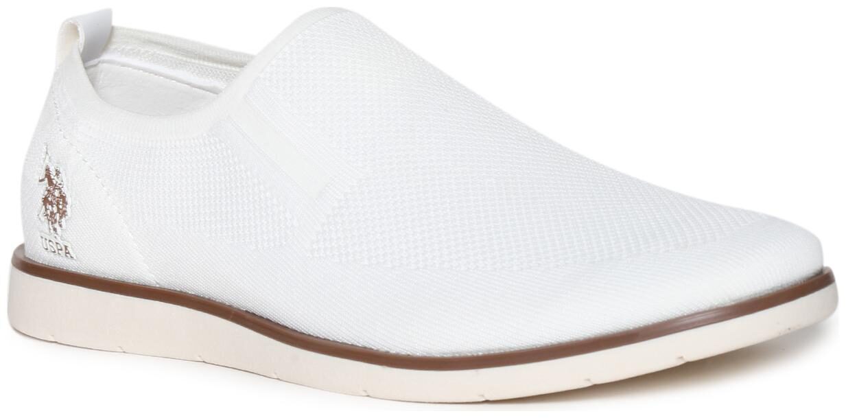 

U S Polo Assn Men White Casual Shoes - WHITE ROUND TOE PATTERNED SLIP ON SHOES - 2531934701