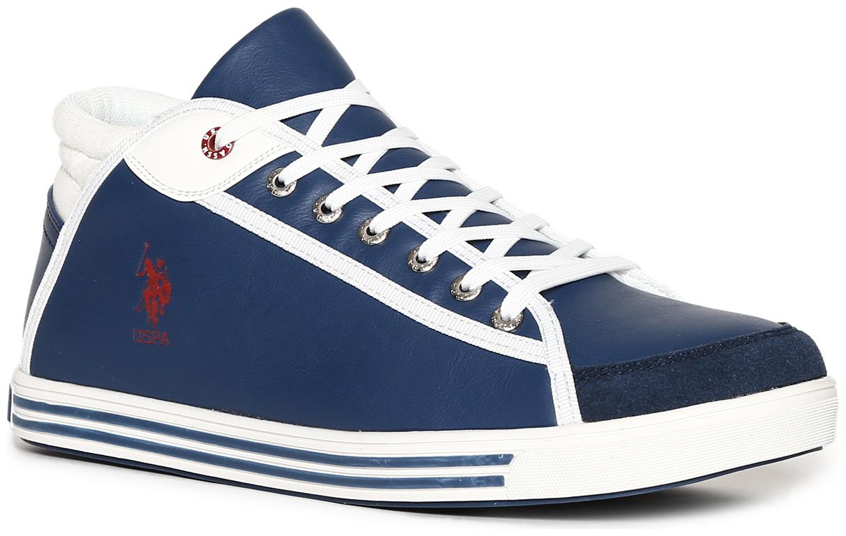 

U S Polo Assn Blue Mid Top Panelled Sneakers Men Blue Classic Sneakers - 2531931779