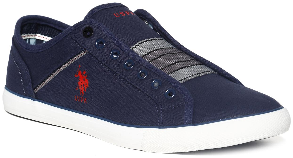 

U S Polo Assn Blue Chevron Pattern Canvas Slip On Sneakers Men Blue Slip-On Sneakers - 2531928079