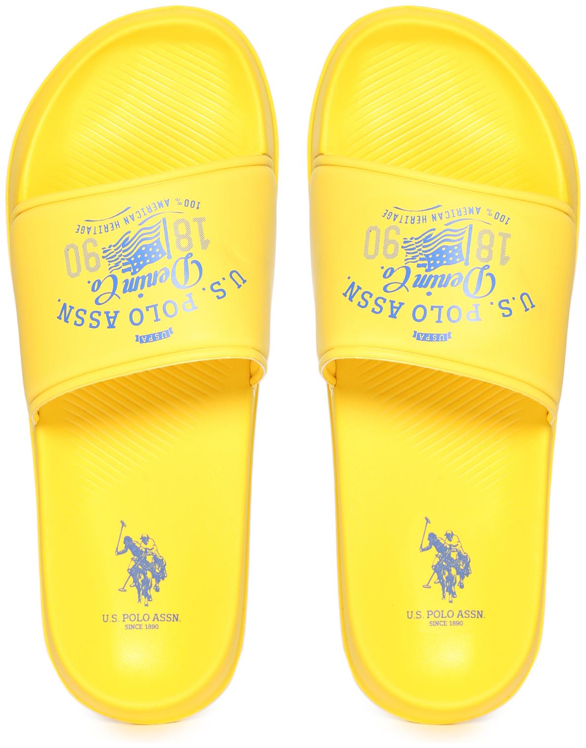 

U S Polo Assn PU Yellow Flipflop For Men(Yellow Brand Print Slides)