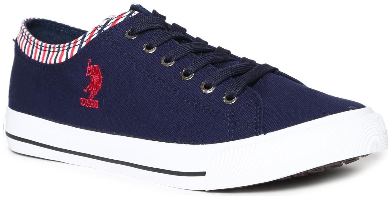 

U S Polo Assn Contrast Trim Canvas Sneakers Men Blue Sneakers