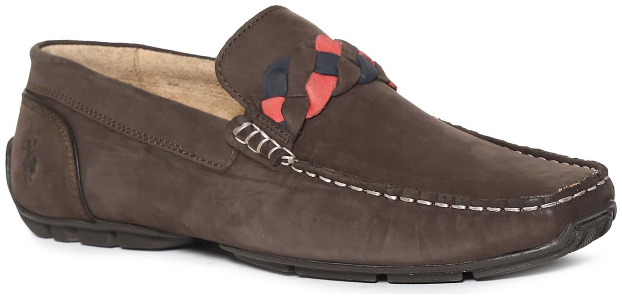 

U S Polo Assn Men Brown Loafers - BROWN BRAIDED VAMP STRAP LOAFERS - 2531904529