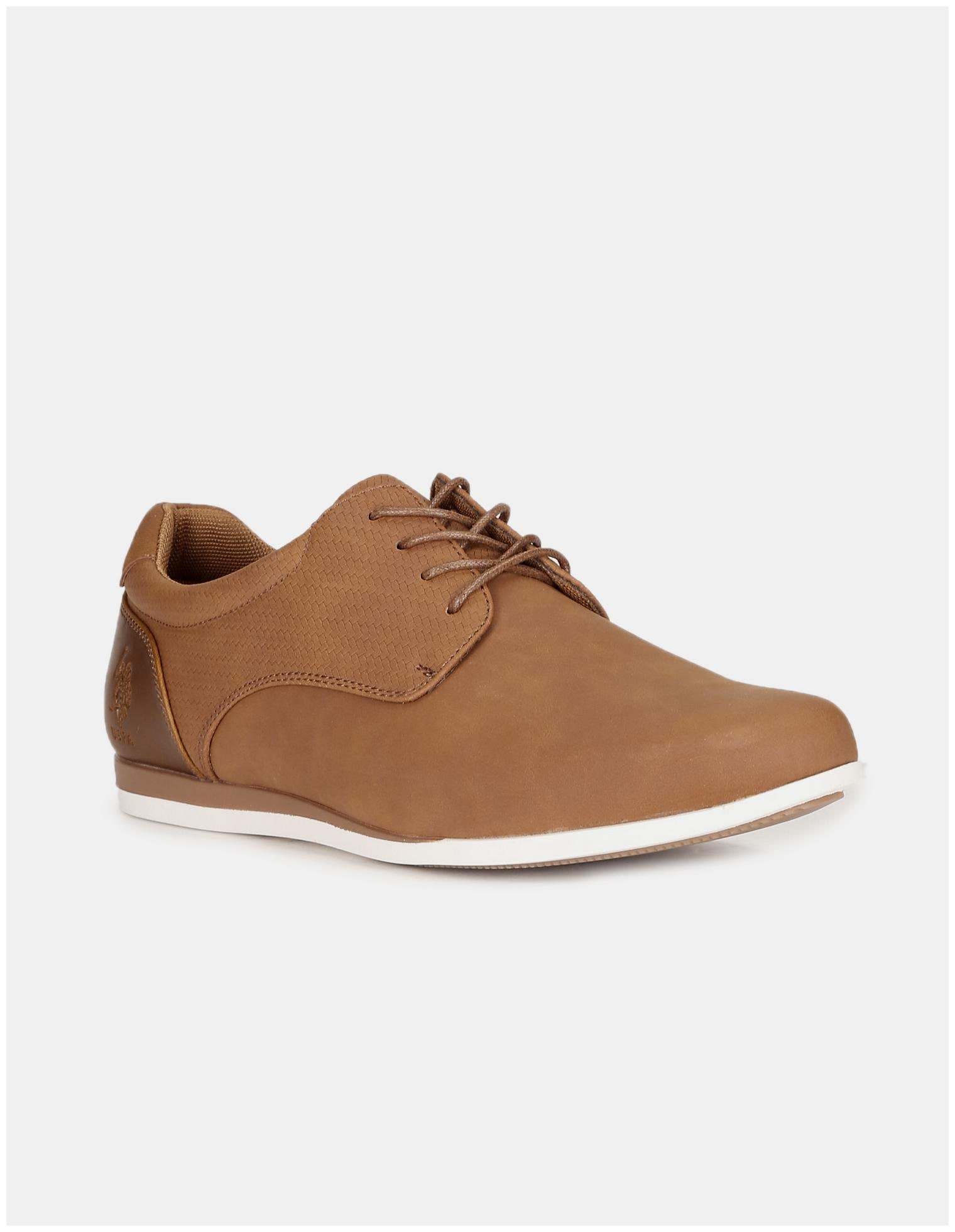 

U S Polo Assn Men Brown Casual Shoes - MEN BROWN ROUND TOE TEXTURED DERBY SHOES - 2532024919