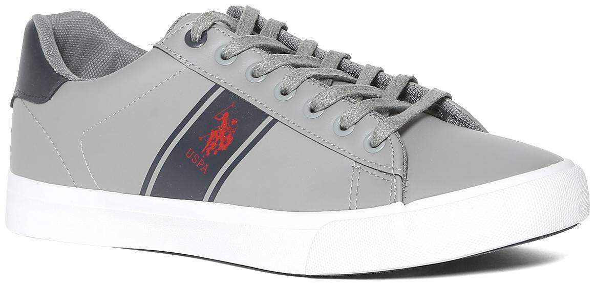 

U S Polo Assn Grey Low Top Lace Up Sneakers Men Grey Sneakers