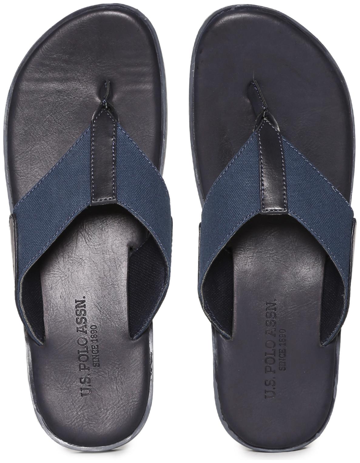 

U S Polo Assn Blue Panelled V-Strap Sandals