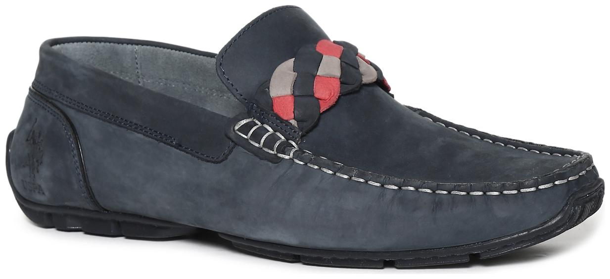 

U S Polo Assn Men Blue Loafers - BLUE BRAIDED VAMP STRAP LOAFERS - 2531904579