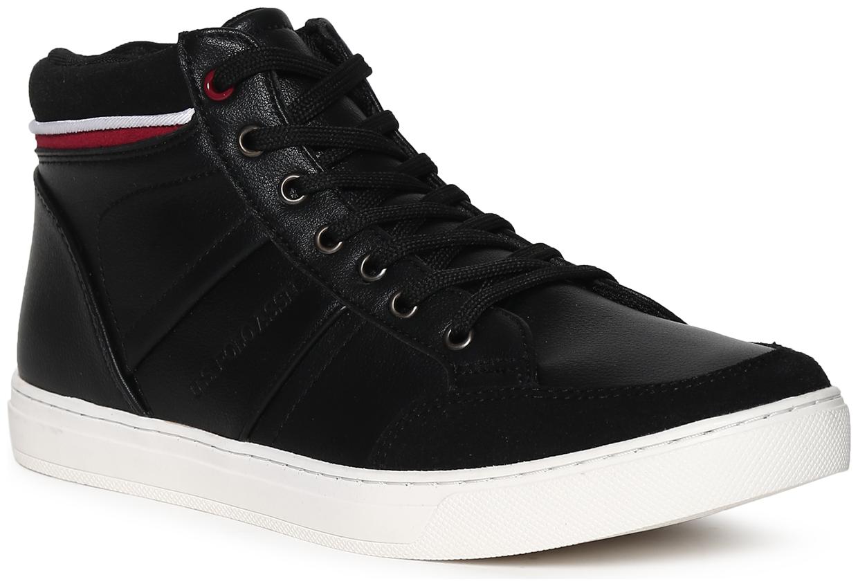 

U S Polo Assn Black High Top Panelled Sneakers Men Black Classic Sneakers - 2531922505