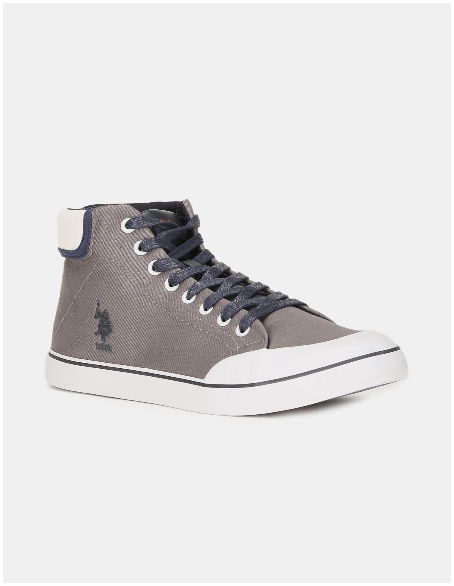 

U S Polo Assn Grey Mid Top Canvas Sneakers Men Grey Slip-On Sneakers - 2532001107