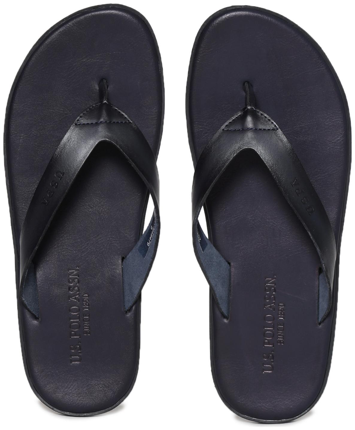 

U S Polo Assn PU Blue Flipflop For Men(Blue V-Strap Solid Flip Flops)