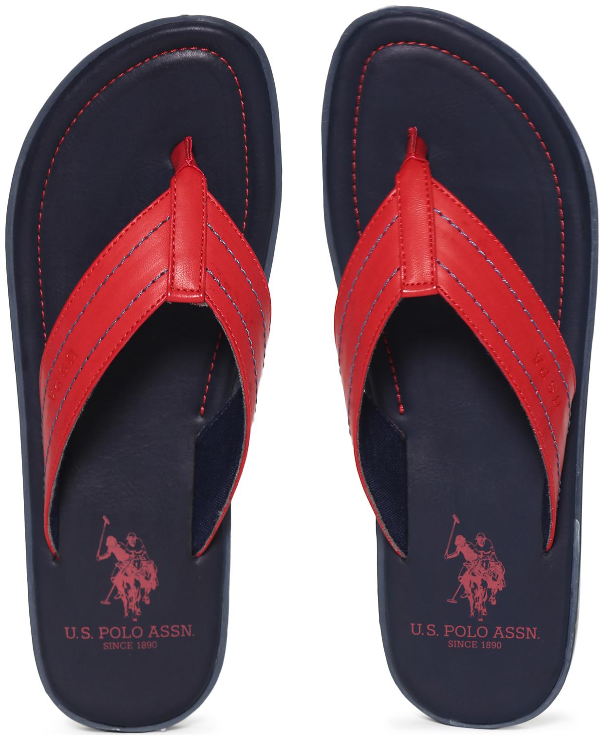 

U S Polo Assn Red And Navy Colour Block V-Strap Flip Flops