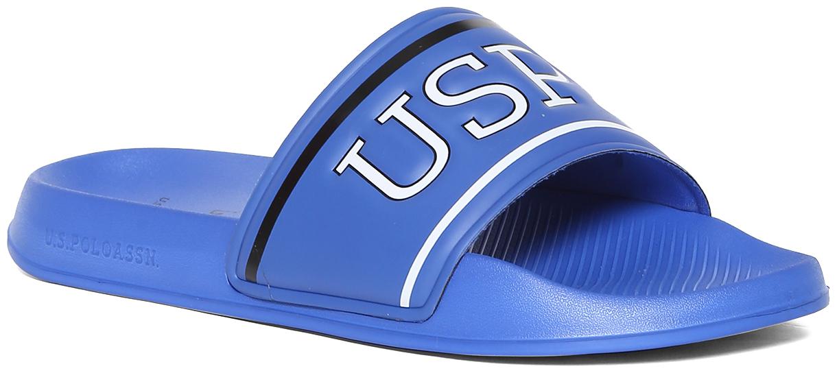 

U S Polo Assn Blue Debossed Vamp Strap Slides