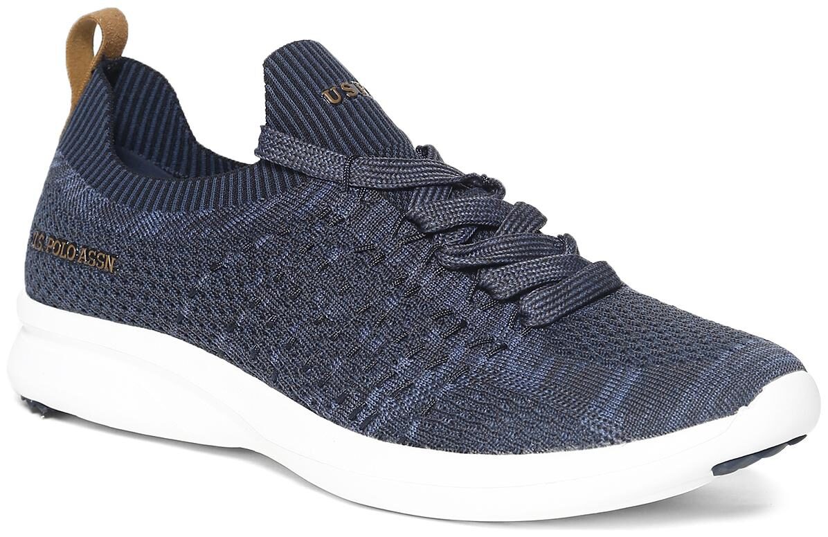 

U S Polo Assn Blue Patterned Knit Sneakers Men Blue Sneakers