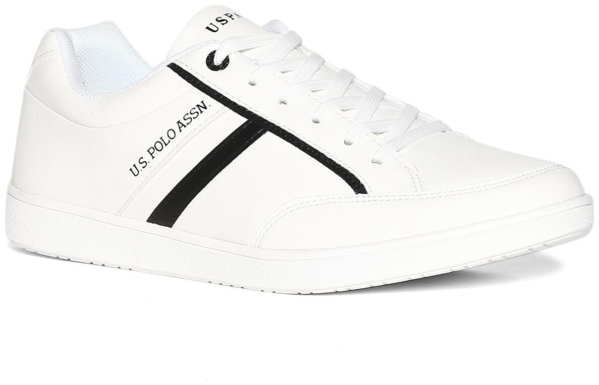 

U S Polo Assn White Lace Up Solid Sneakers Men White Classic Sneakers - 2531939412