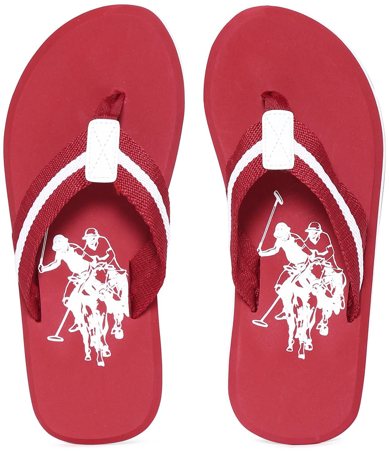

U S Polo Assn Red Broad V-Strap Printed Flip Flops