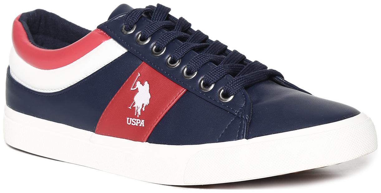 

U S Polo Assn Blue Round Toe Colour Block Sneakers Men Blue Sneakers