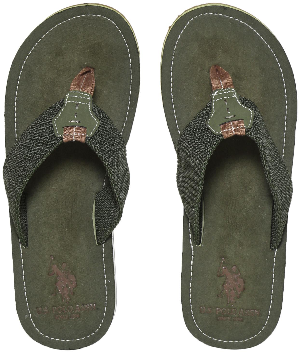 

U S Polo Assn Textile Green Flipflop For Men(Green Broad V-Strap Flip Flops)