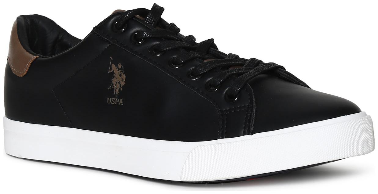 

U S Polo Assn Black Round Toe Low Top Sneakers Men Black Classic Sneakers - 2531930805