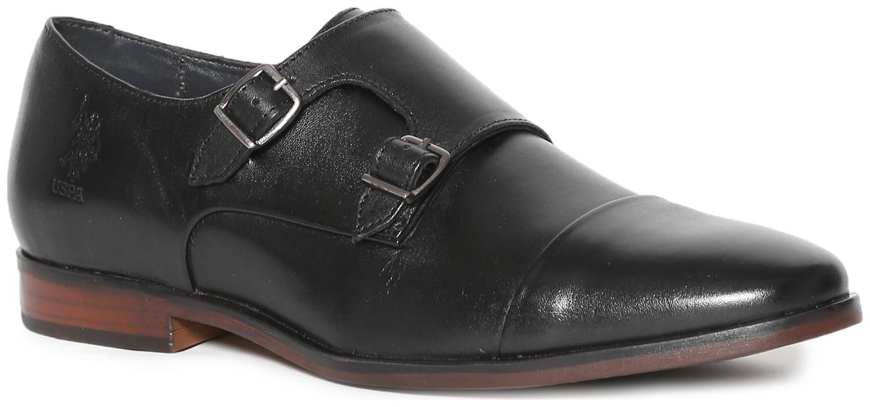 

U S Polo Assn Men Black Casual Shoes - BLACK CAP TOE MONK STRAP SHOES - 2531933805