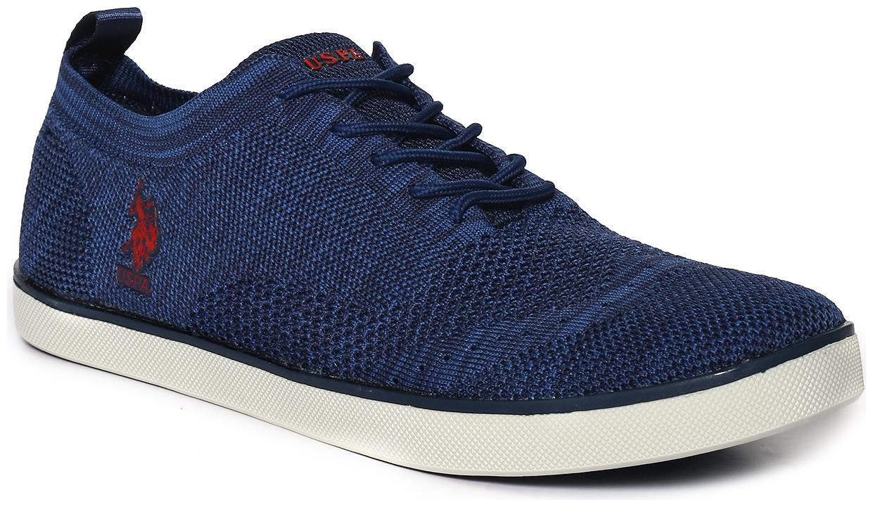 

U S Polo Assn Blue Mid Top Mesh Knit Sneakers Men Blue Classic Sneakers - 2531940889
