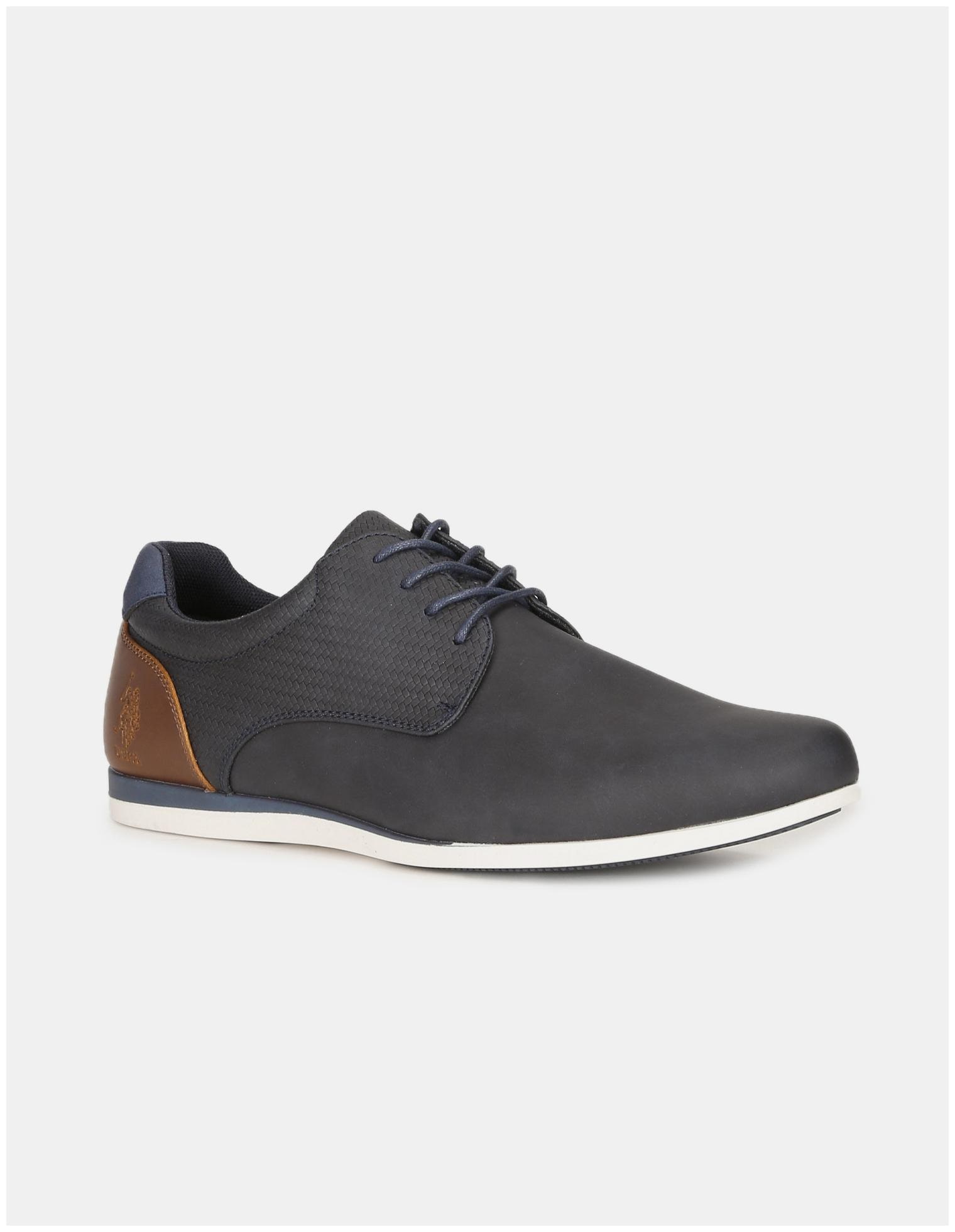 

U S Polo Assn Men Blue Casual Shoes - MEN BLUE ROUND TOE TEXTURED DERBY SHOES - 2532024979