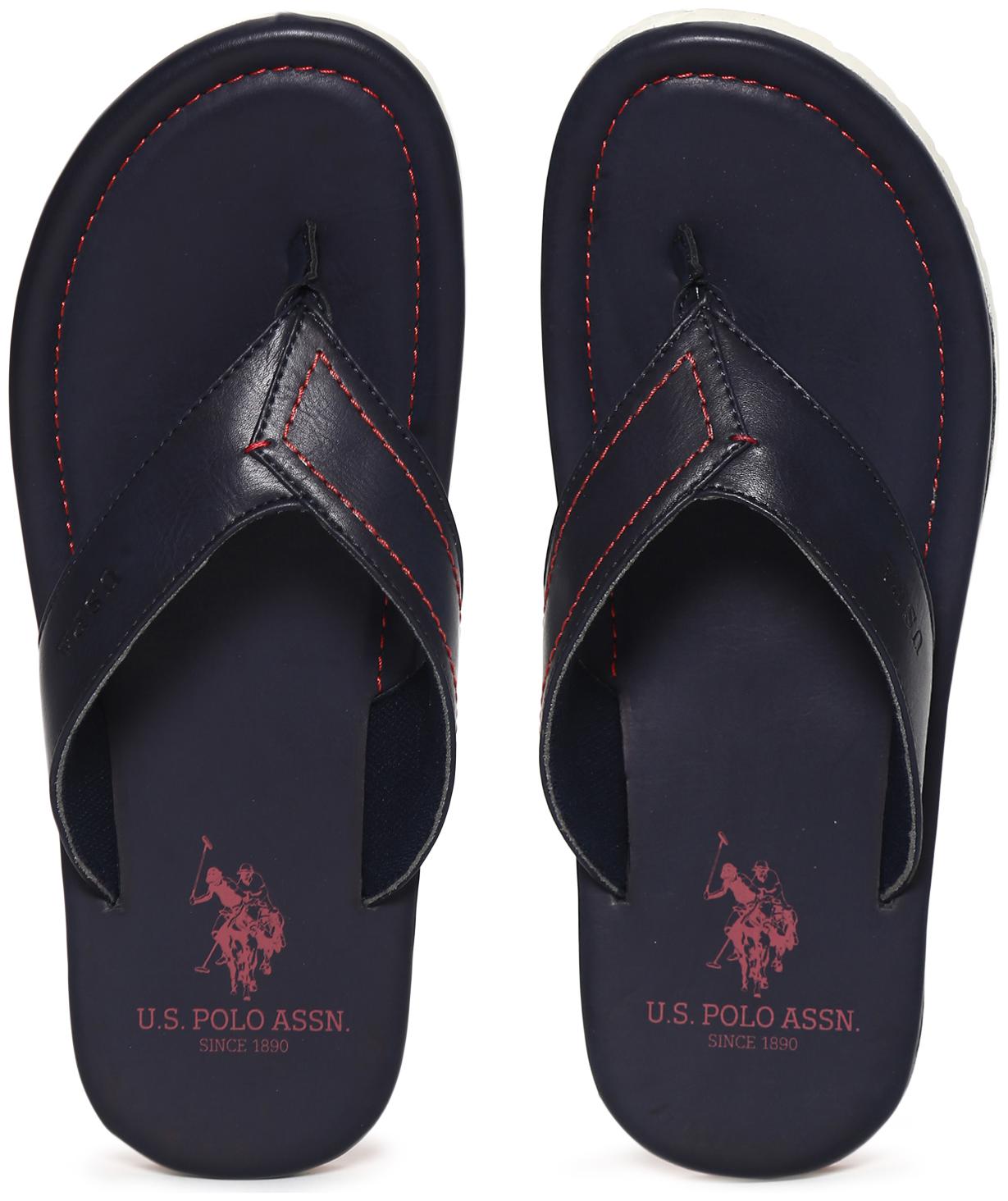 

U S Polo Assn Blue V-Strap Contrast Sole Sandals