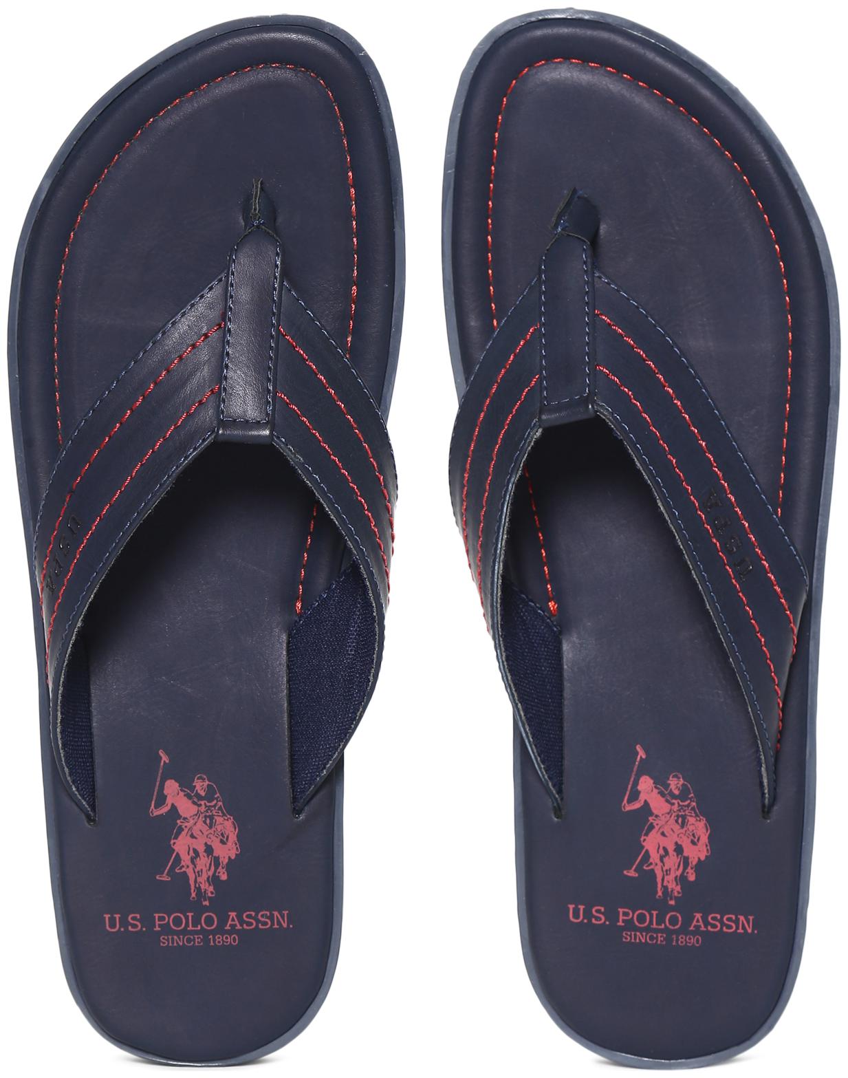 

U S Polo Assn Blue Broad V-Strap Solid Flip Flops