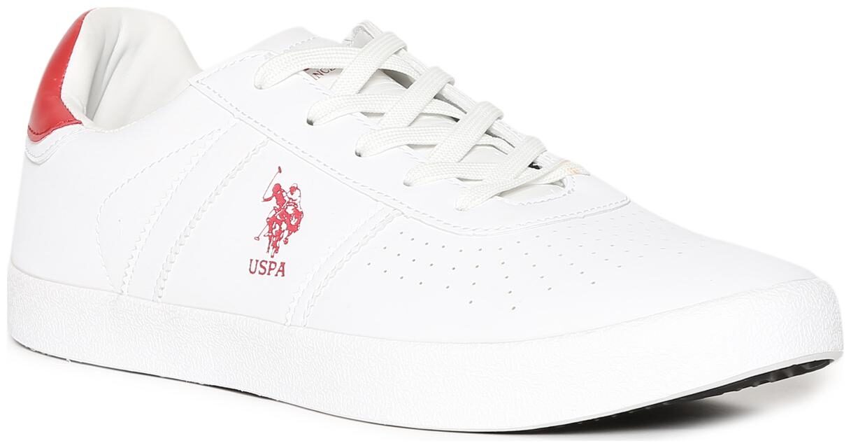 

U S Polo Assn White Low Top Perforated Sneakers Men White Classic Sneakers - 2531931912