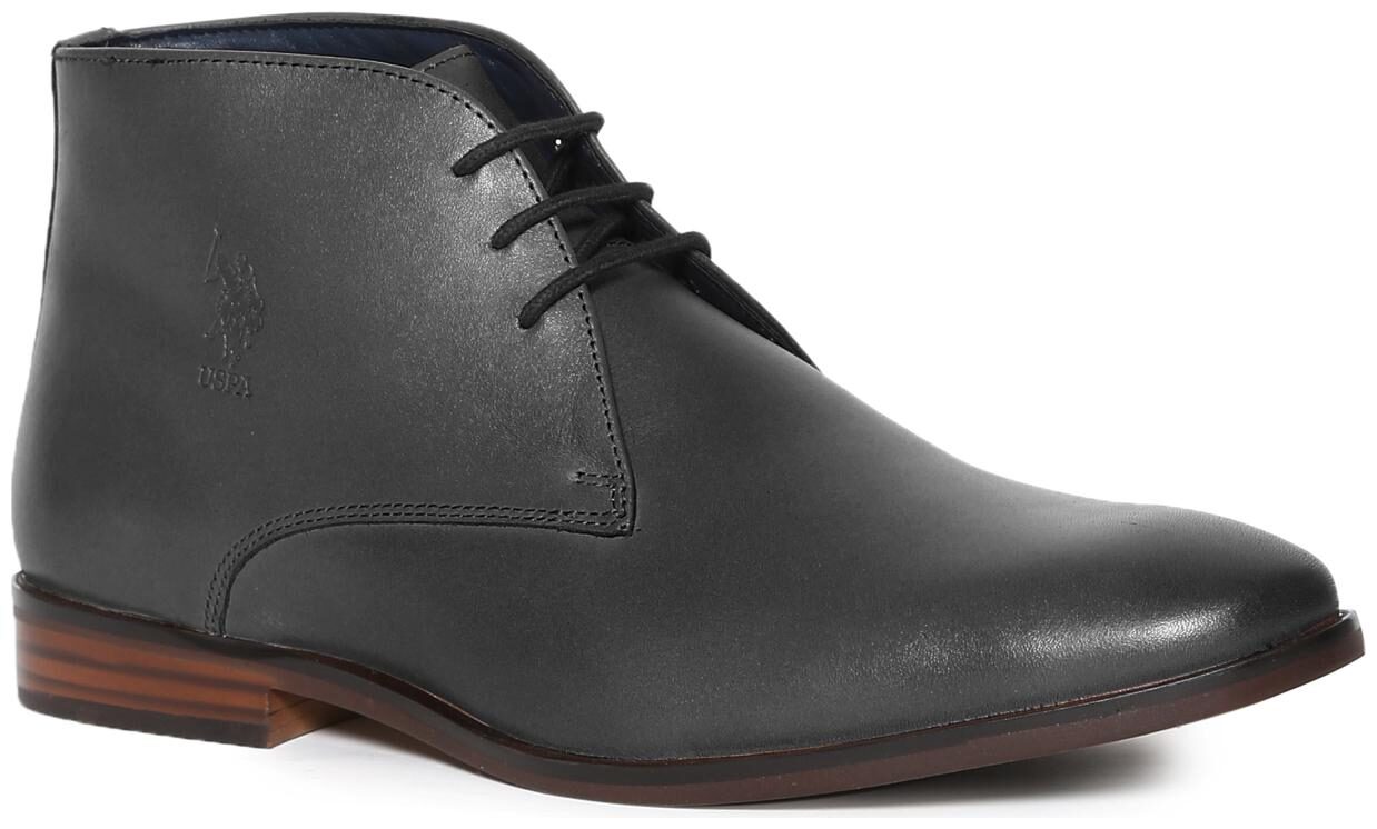 

U S Polo Assn Men Black Chukka Boots - BLACK LEATHER CHUKKA BOOTS - 2531940205
