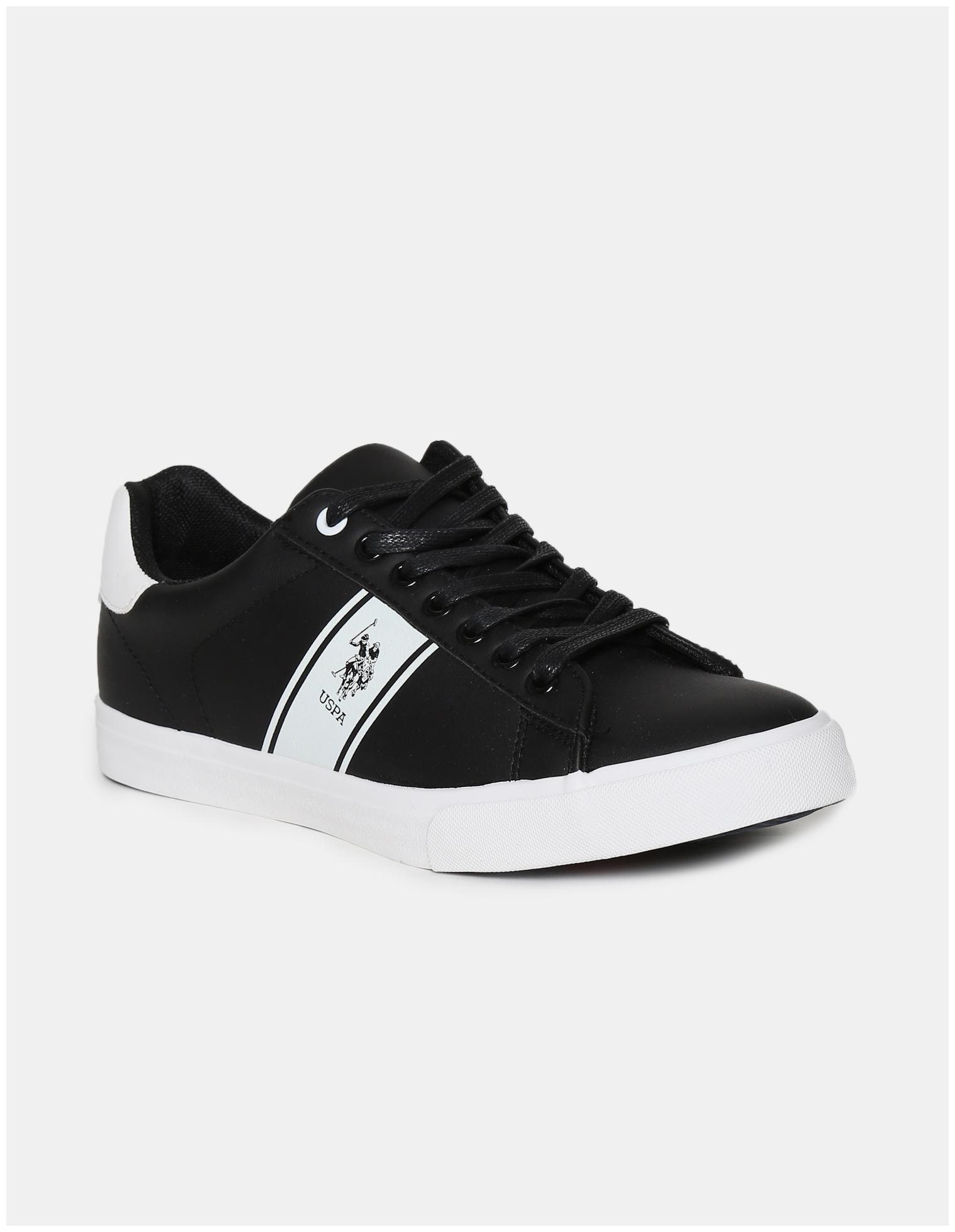 

U S Polo Assn Black Round Toe Low Top Sneakers Men Black Slip-On Sneakers - 2531930705
