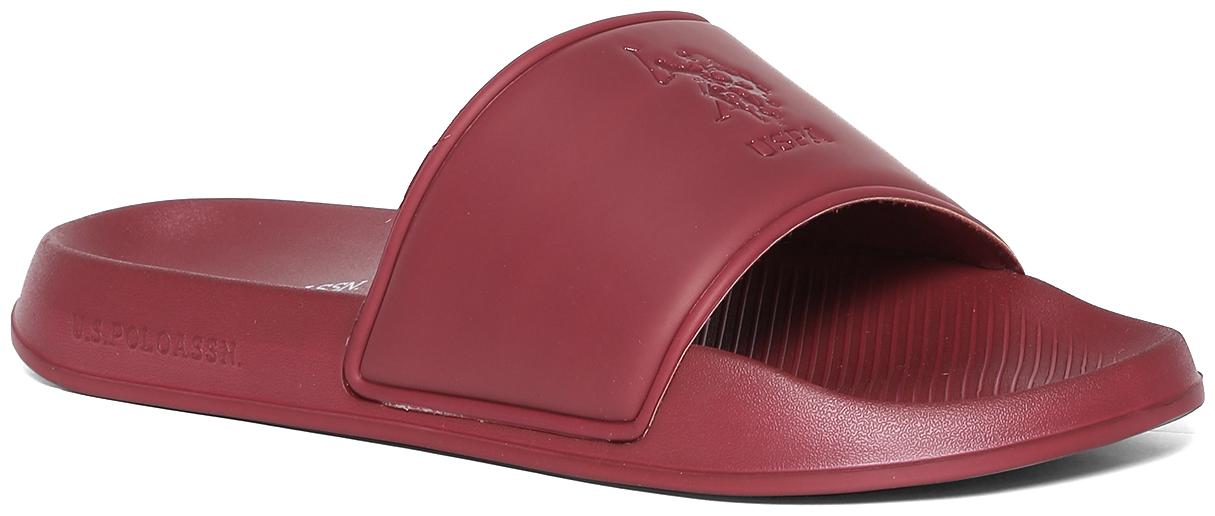 

U S Polo Assn Red Debossed Brand Logo Solid Slides