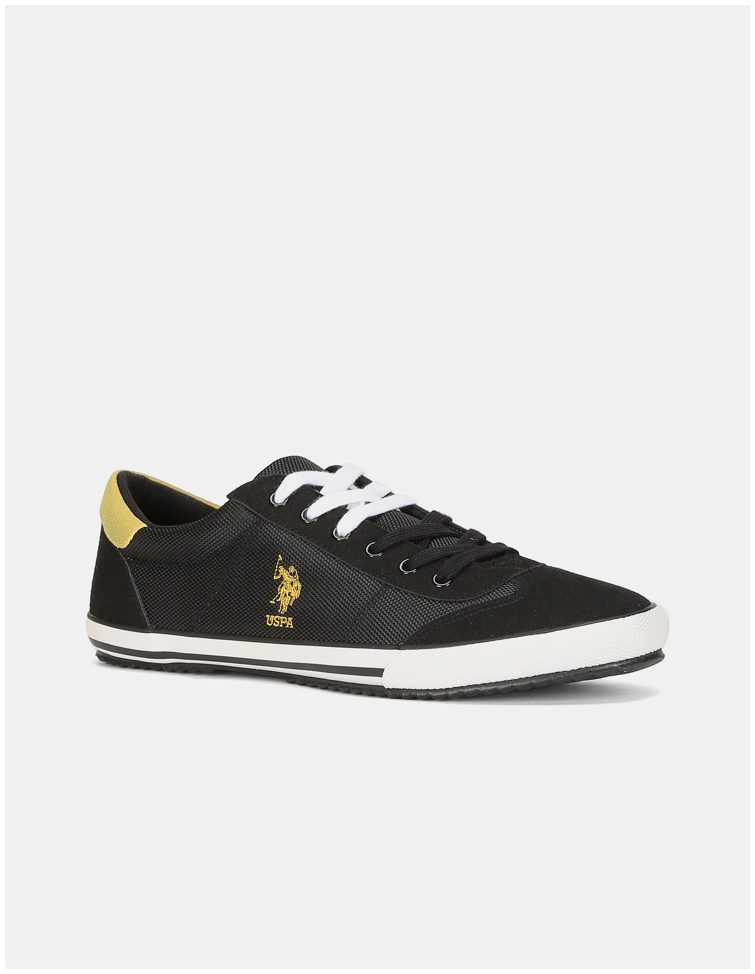 

U S Polo Assn Black Suedette Panel Knit Sneakers Men Black Sneakers