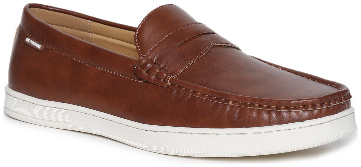 

U S Polo Assn Men Brown Loafers - BROWN SOLID PENNY LOAFERS - 2531914219