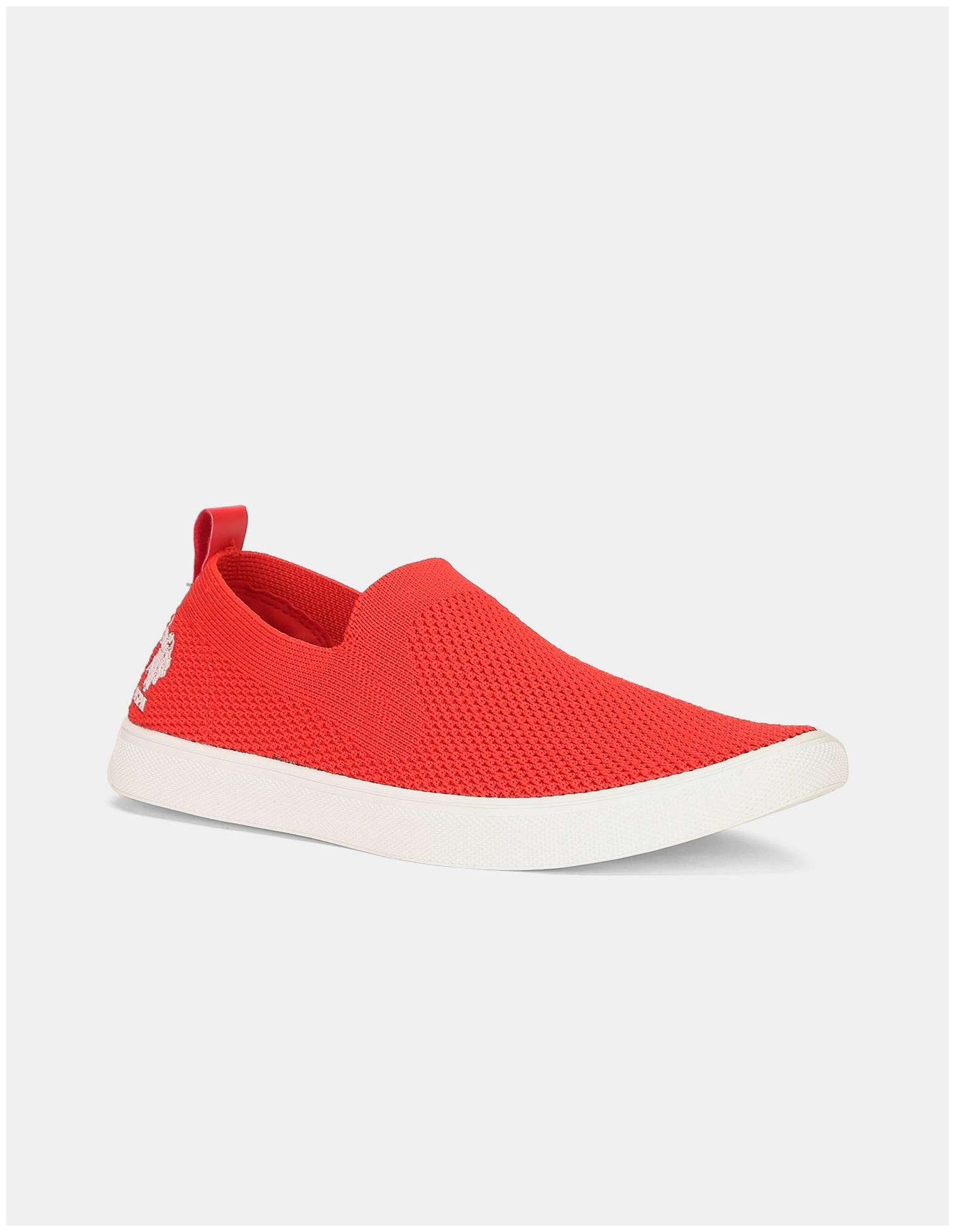 

U S Polo Assn Men Red Casual Shoes - MEN RED TEXTURED KNIT SLIP ON SHOES - 2531828643