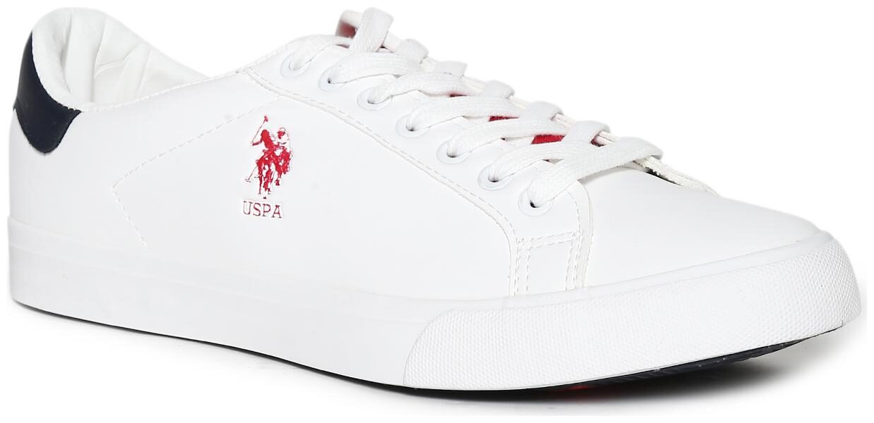 

U S Polo Assn White Contrast Trim Low Top Sneakers Men White Classic Sneakers - 2531930812