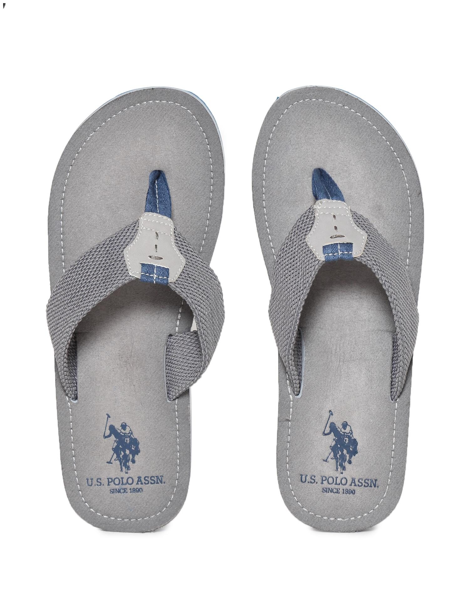 

U S Polo Assn Textile Grey Flipflop For Men(Grey Broad V-Strap Flip Flops)