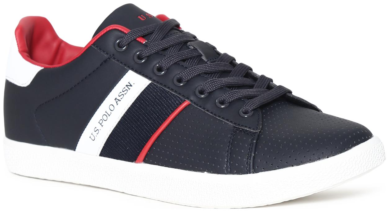 

U S Polo Assn Blue Round Toe Perforated Sneakers Men Blue Sneakers