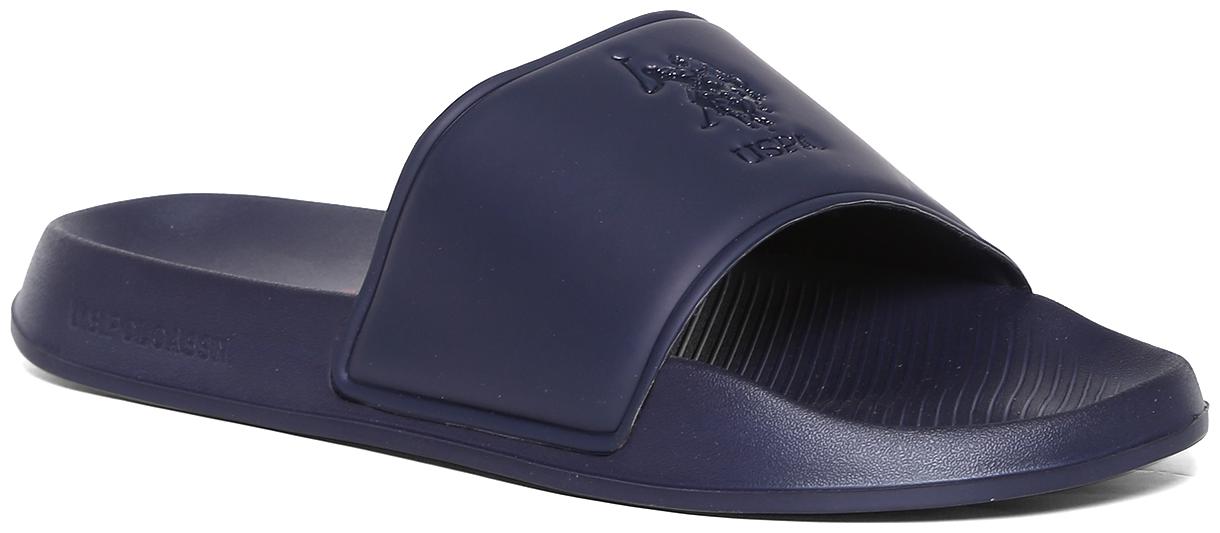 

U S Polo Assn Blue Debossed Brand Logo Solid Slides