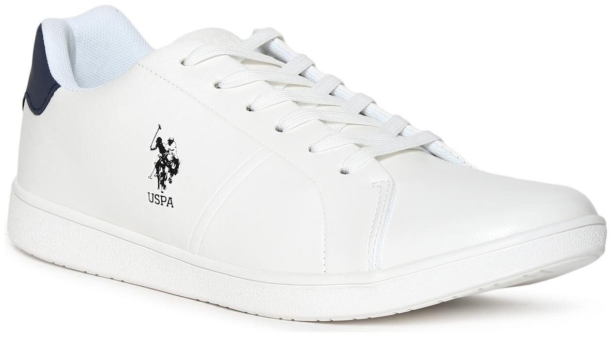 

U S Polo Assn White Round Toe Lace Up Sneakers Men White Sneakers