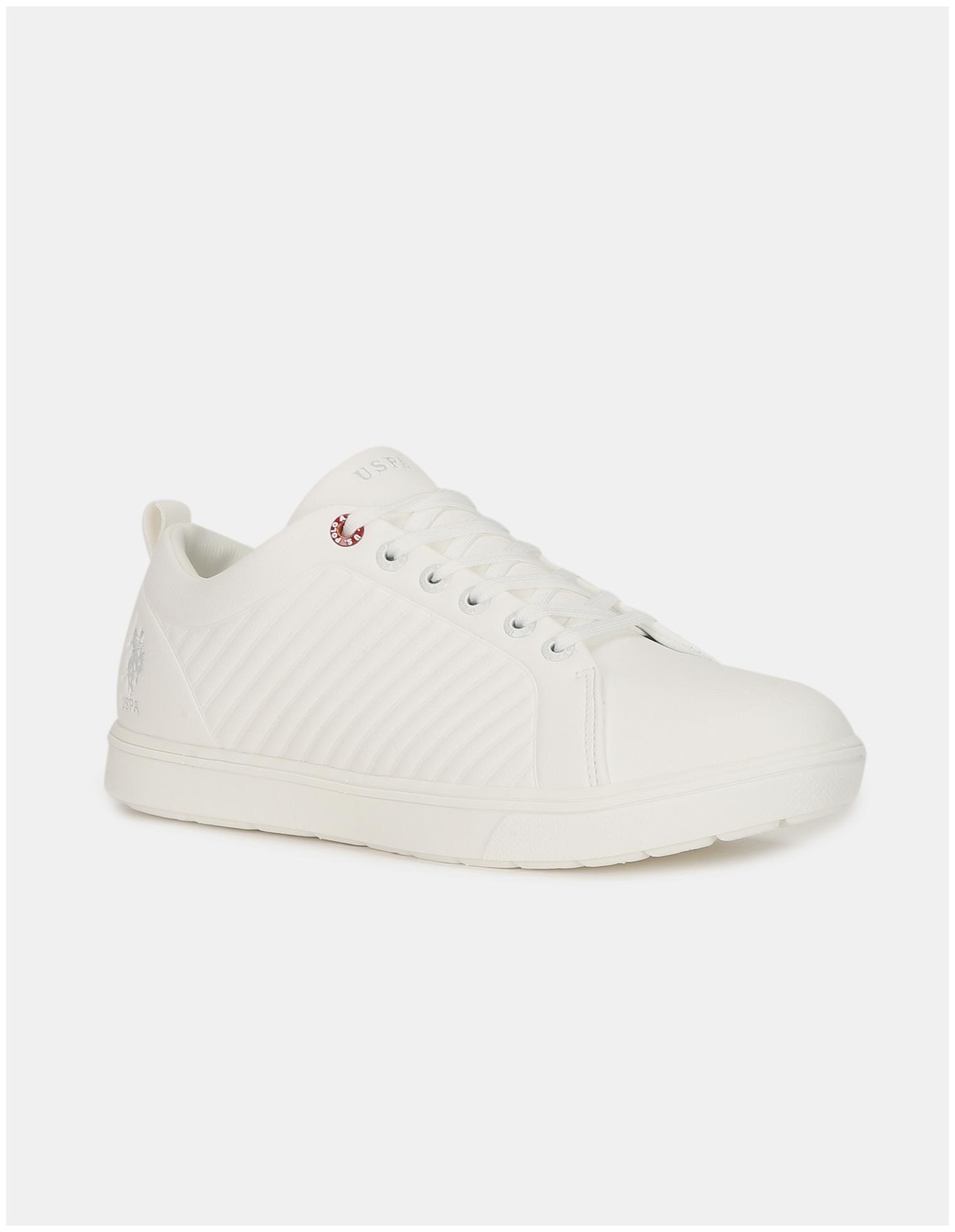

U S Polo Assn White Low Top Textured Sneakers Men White Sneakers